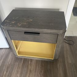 Modern Night Stand End Table Solid Wood USB Charger