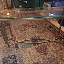 Vintage Sofa Table. Brass And  Glass