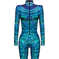 Women's Skeleton Halloween Costume Cosplay Bodysuit 3D Sexy Catsuit Jumpsuit
