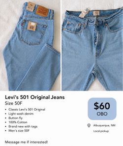Levi’s 501 Original Jeans – New With Tags