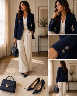 Navy blue blazer Nicole Miller New York women Small Classic cut preppy jacket