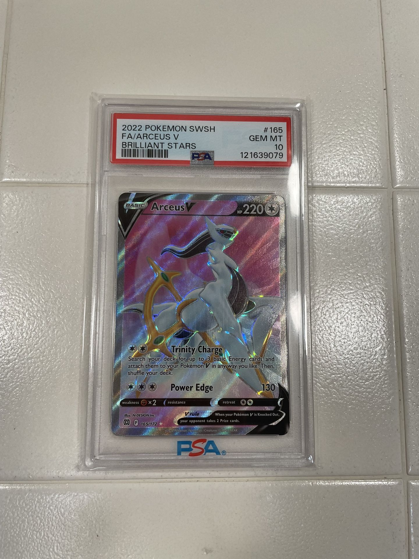 PSA 10 Pokemon Brilliant Stars Arceus V Full Art 165/172 LOW POP
