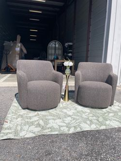 Set of 2 Brown Boucle Swivel Accent Chairs - Free Delivery 🚚