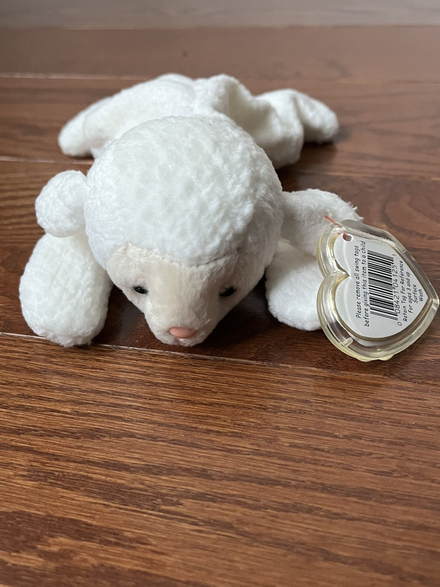 1996 Ty Beanie Baby “Fleece“ The Lamb With Original Plastic Heart Tag