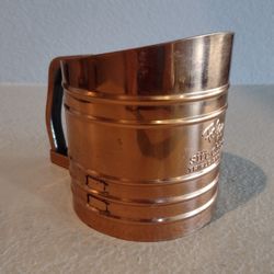 Vintage Copper Flour Sifter Foley Sift Chine Triple Screen with Hand Pump, Retro Decor