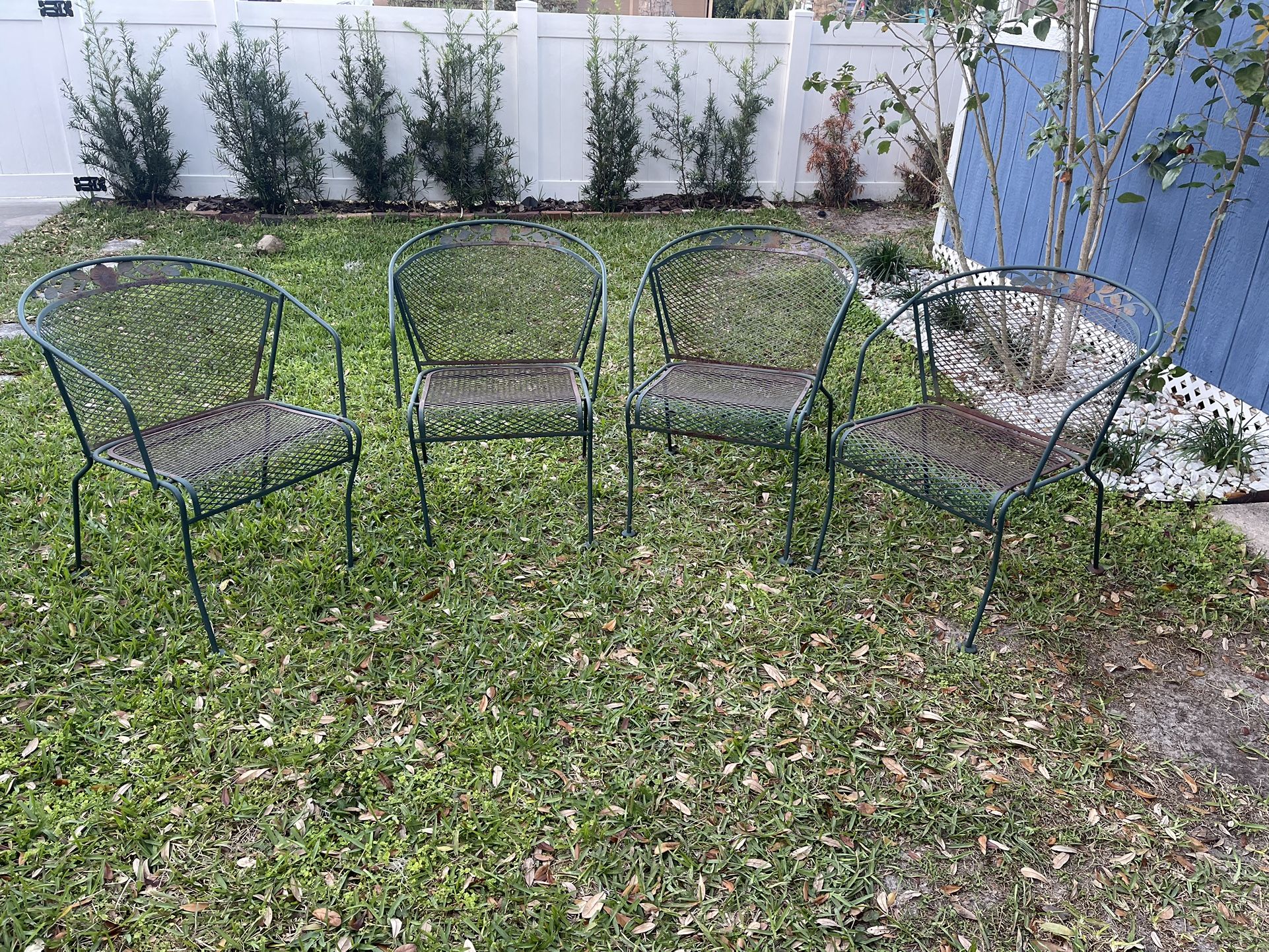 Vintage Metal Patio Chairs Set Of 4