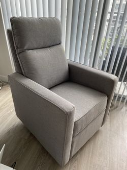 Pillowback Swivel Glider in Polyester, Misty Grey