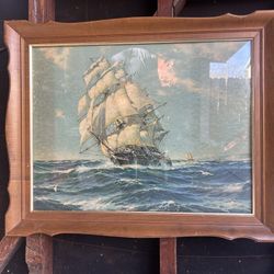 Vintage Nautical Sailing Ship Wall Art – Framed