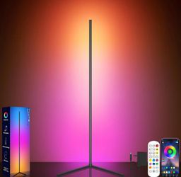 LED Corner Floor Lamp, Corner Lamp - 16 Million DIY Colors, 68+ Scenes, App & Remote Control, Smart RGBICW Corner Light with Music Sync & Timer Settin