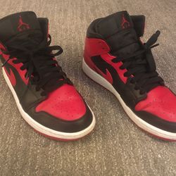 Nike Air Jordan Ones Black And Red 