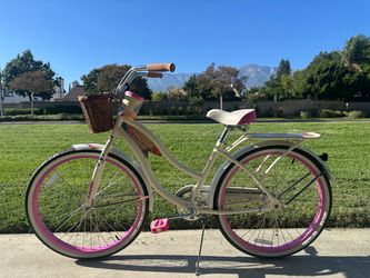 Huffy Panama Jack 26” Women’s Beach Cruiser – Cream/Pink + Basket