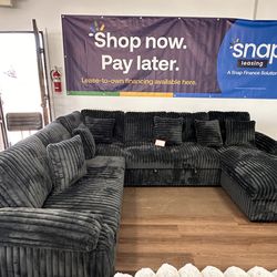 Gray XL Corduroy Sectional