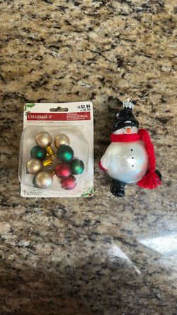 Snowman Ornament & Mini Bulbs