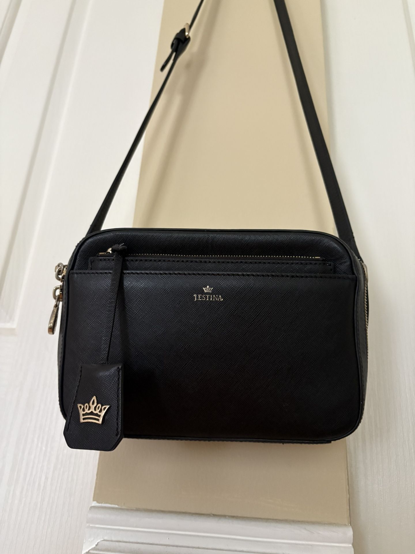 J.ESTINA Leather Shoulder Bag, Black