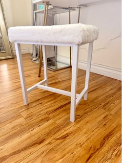 Adorable white vanity chair stool