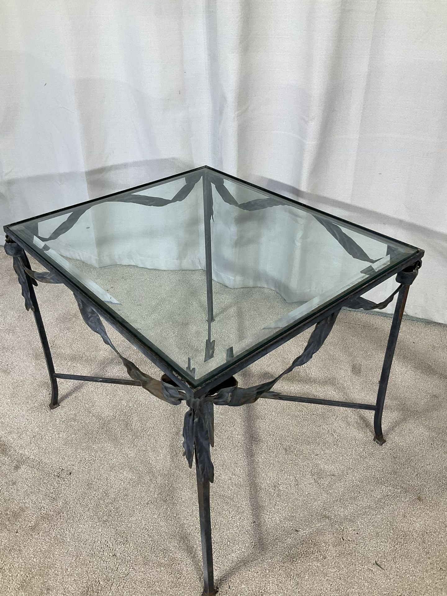 Super Cute Bow & Ribbon Wrought Iron With Glass Table