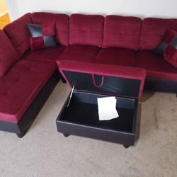 New Sectional + Storage Ottoman  — Left or Right Chaise — Delivery Available 