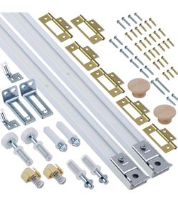 Bifold Door Hardware Kit, 2-Pack 48-Inch Bi-fold Closet Door Track Kit Bifold Closet Door Hardware Kit Folding Door Hardware Repair Replacement Tool K