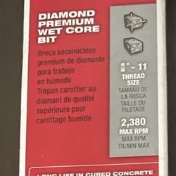 Milwaukee Diamond Premium Wet Core Bit NEW