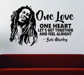 PRE MADE Wall Decal Home Decor Bob Marley One Love