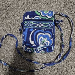 Vera Bradley Quilted Crossbody Mini Organizer Blue Pattern