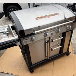 Parrilla de Gas Propano de 4 Quemadores y 36" con Gabinete y Tapa de Acero Inoxidable