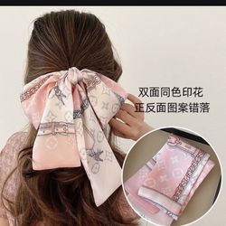 Double side Silk twill scarf for the hair and bag