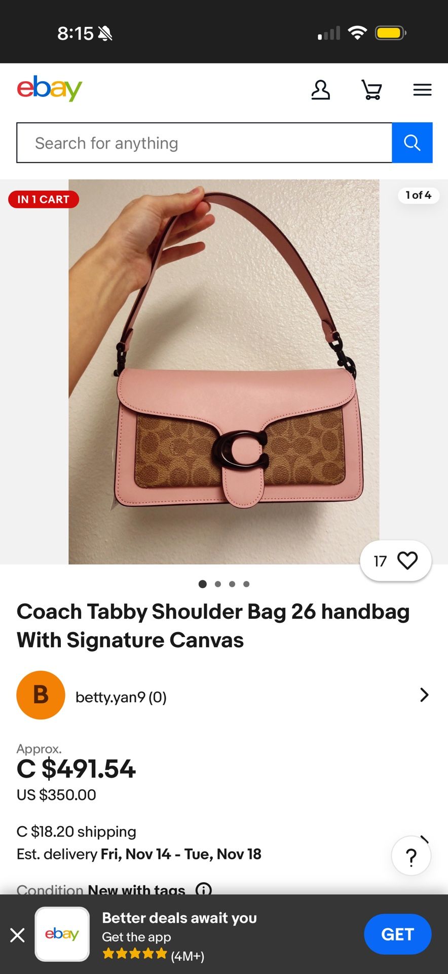 Coach Bag Pink Tabby