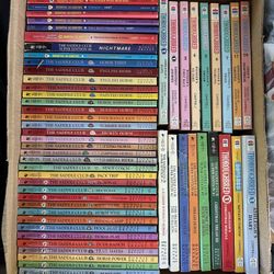 Lot Of 60 Books The Saddle Club Riding Academy Thoroughbred Sink The Bismark Diary Of A Wimpy Kid Tom Clancy Sum Of All Fears