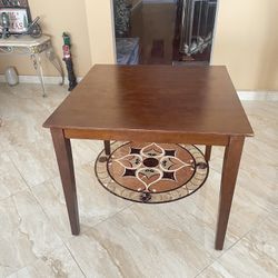 Dining Table, with Walnut Finish and Wood 36x 36-in L x 30-in H