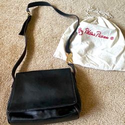 Vintage Paloma Picasso Purse Black Leather Adjustable Strap Gold Made in Italy