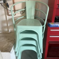 Set Of 4 Metal Threshold Dining Chairs -$60