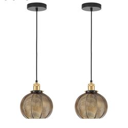 Vintage Amber Ribbed Glass Pendant Lights for Kitchen Island 2 Pack L7.8 Inch Modern Ideal for Dining Room Bedroom Bathroom Hallway Foyer Hand Blown A