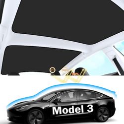 NEW Tesla Model 3 Roof Sunshade Visor Sunroof Sun Shade UV Reflector 2PCS Reflective Covers Block Harmful UV Rays Glare (Black) (Retail $45)