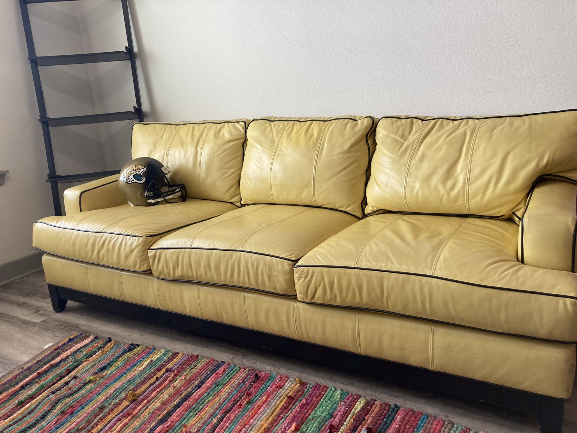 Ethan Allen Yellow Leather Couch Gently Used for Sale in Jacksonville