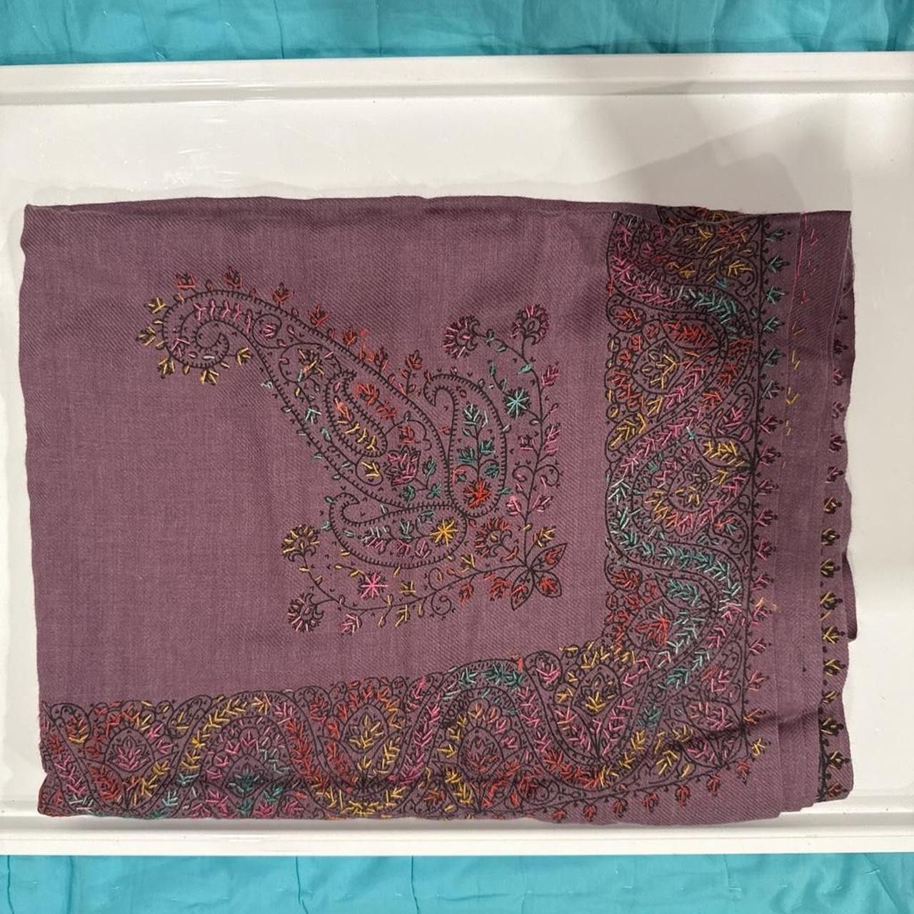 New | Ube Latte Pakistani Hand Embroidery Pashmina Shawl