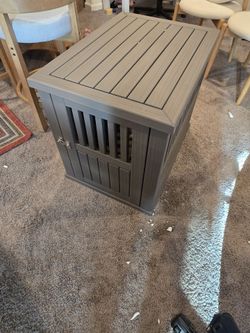 Wooden Dog Crate End Table
