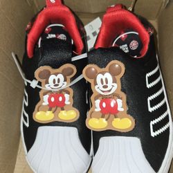ADIDAS Disney Mickey Mouse Slip-on Sneakers Size 10k Black Red White