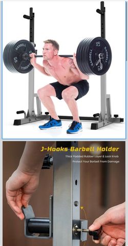 Squat Rack, Barbell Rack, Multi-Function Bench Press Rack Push Up Adjustable Squat Rack with J Hooks for Home Gym Strength Training