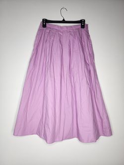 Banana Republic Poplin Pintuck Pink Lavender Midi Pleated Skirt Sz 2 NWT Womens