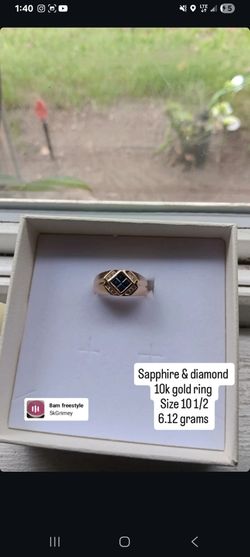 10k gold Natural diamond ring with sapphire