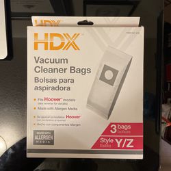 Brand New- Hoover Vacuum Replacement Bags Y/Z 3 Pack  HDX Made with Allergen 