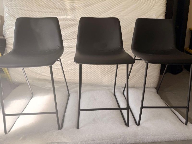 Set of 3 Black Kitchen Stools – 24” Seat Height