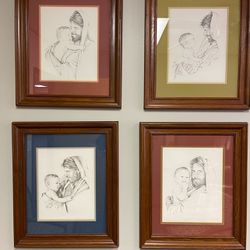  4 framed Roger Whitney prints of Jesus And the Children