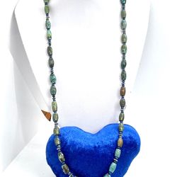 Long 30” Turquoise & Lapis Necklace 