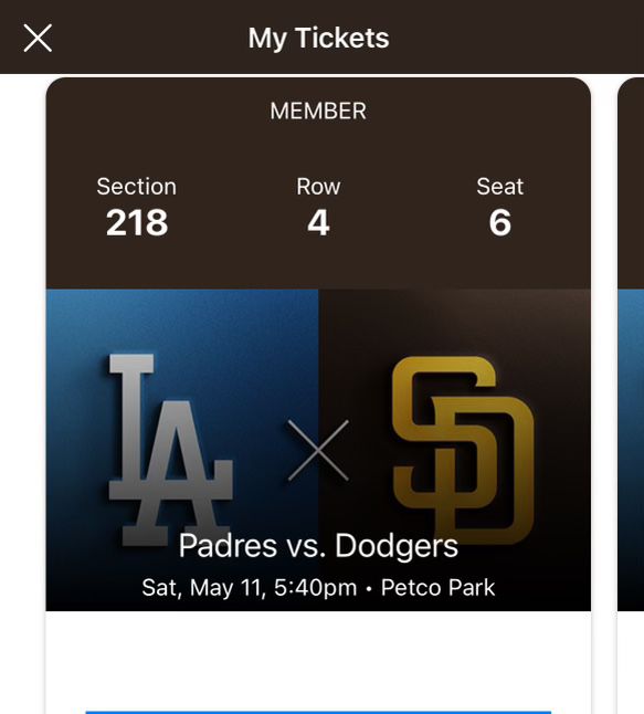 2 Tickets To Padres Dodgers Saturday 5/11/24