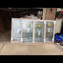 New Pella windows , vinyl , almond , fixed , 3 available , 55 by 53 1/2 ,