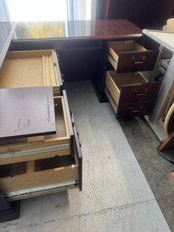 A Set Of An L Shaped A Bookcase And A Two Drawers Filing Cabinet For Sale 