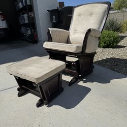 Dark Brown & Beige Rocking Chair Set