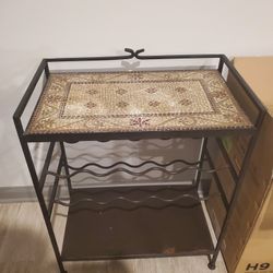 Mosaic Tile Top Metal Wine Rack